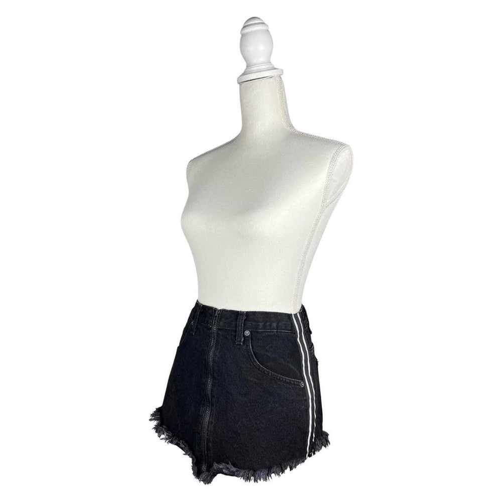 CARMAR Los Angeles Black Stripe Denim Mini Skirt with Zipper  90s